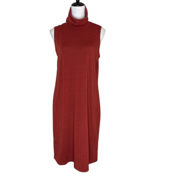 Old Navy Dresses & Skirts - Old Navy Women's dark Orange Sleeveless Turtleneck Shift Midi Dress Size M Girly